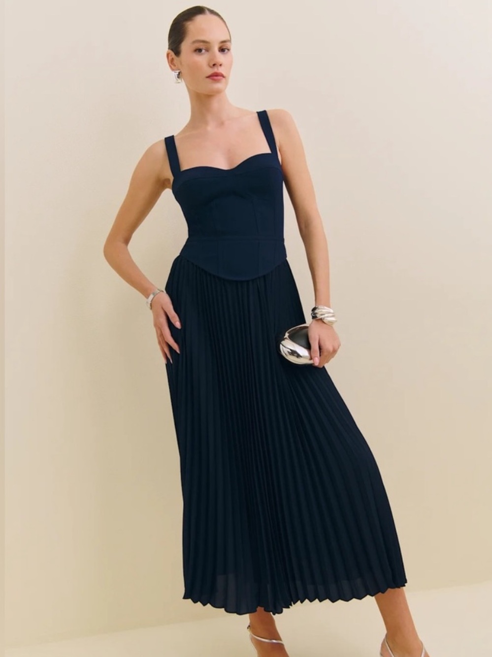 Reformation Marja Dress In Navy